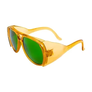 نظارات أمان برتقالية مع واقيات جانبية - عدسة خضراء